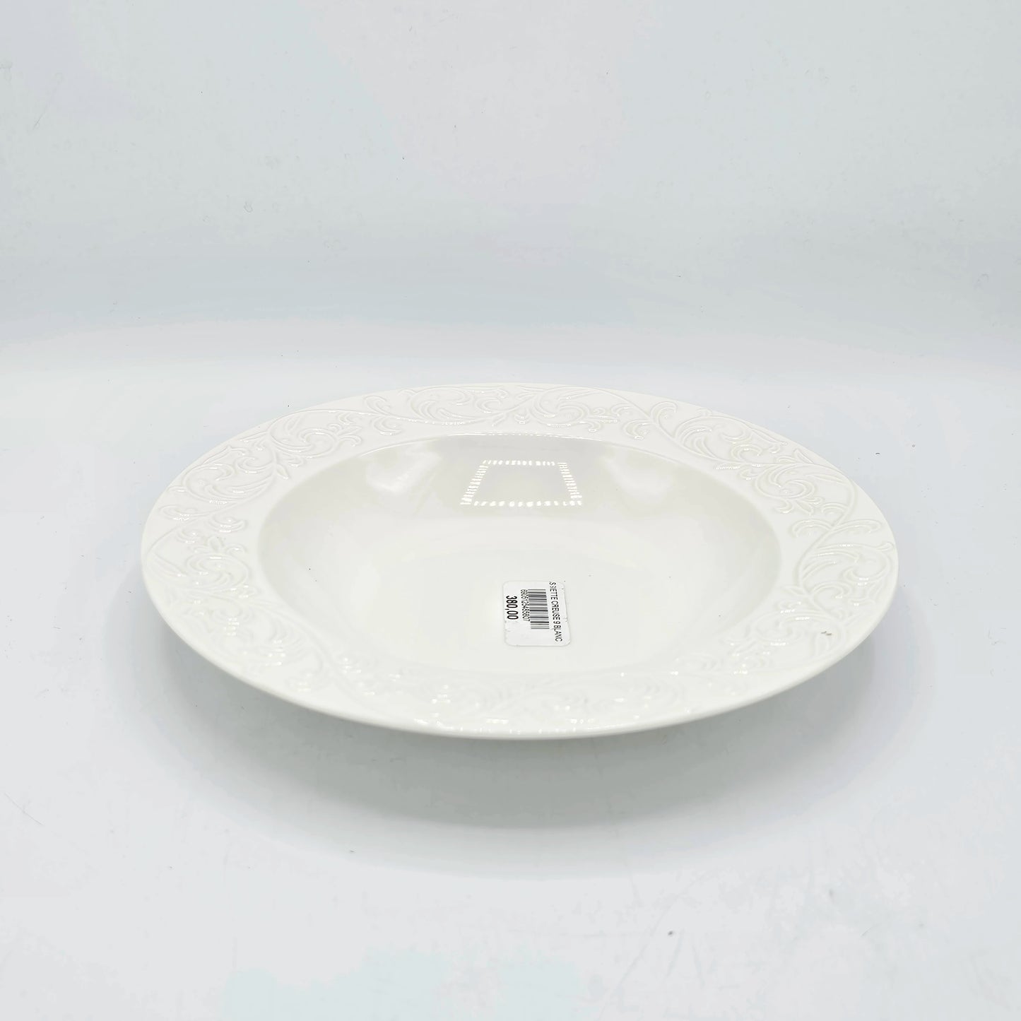 Assiette Creuse Blanche à Reliefs Arabesques - 9 cm