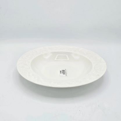 Assiette Creuse Blanche à Reliefs Arabesques - 9 cm