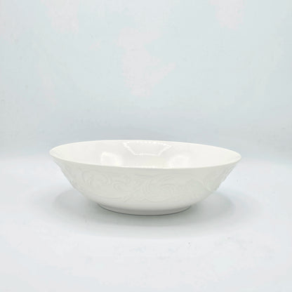 Saladier Rond en Céramique Blanche avec Relief Arabesque Florentine
