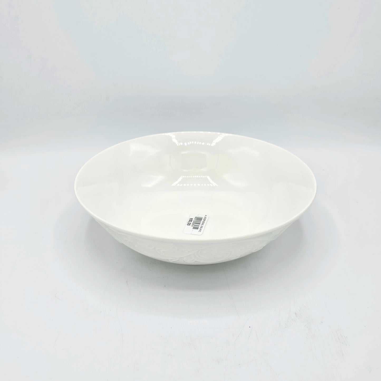 Saladier Rond en Céramique Blanche avec Relief Arabesque Florentine