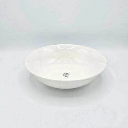 Saladier Rond en Céramique Blanche avec Relief Arabesque Florentine