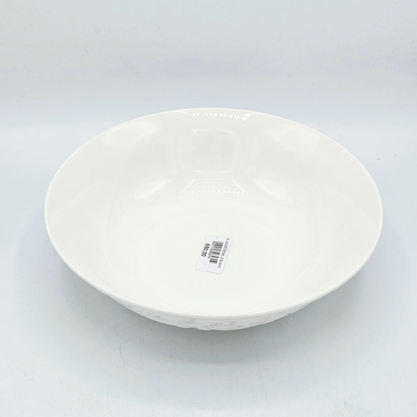 Saladier Rond en Céramique Blanche avec Relief Arabesque Florentine