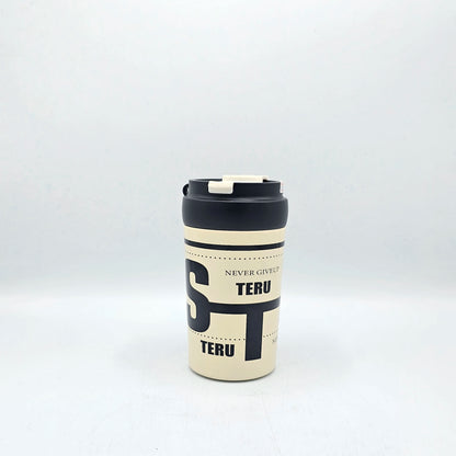 Mug de Voyage Isotherme Inox "Never Give Up" - Design Urbain Beige