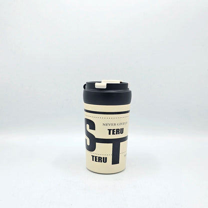 Mug de Voyage Isotherme Inox "Never Give Up" - Design Urbain Beige