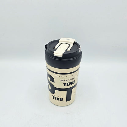 Mug de Voyage Isotherme Inox "Never Give Up" - Design Urbain Beige
