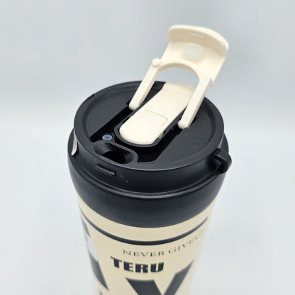 Mug de Voyage Isotherme Inox "Never Give Up" - Design Urbain Beige