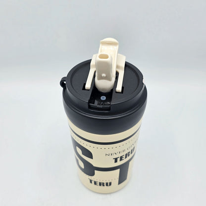 Mug de Voyage Isotherme Inox "Never Give Up" - Design Urbain Beige