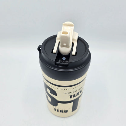 Mug de Voyage Isotherme Inox "Never Give Up" - Design Urbain Beige