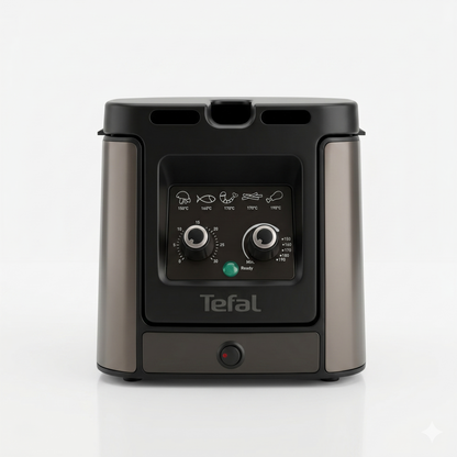 Friteuse Électrique Premium – Design Noir Mat, Double Molette et Hublot XXL