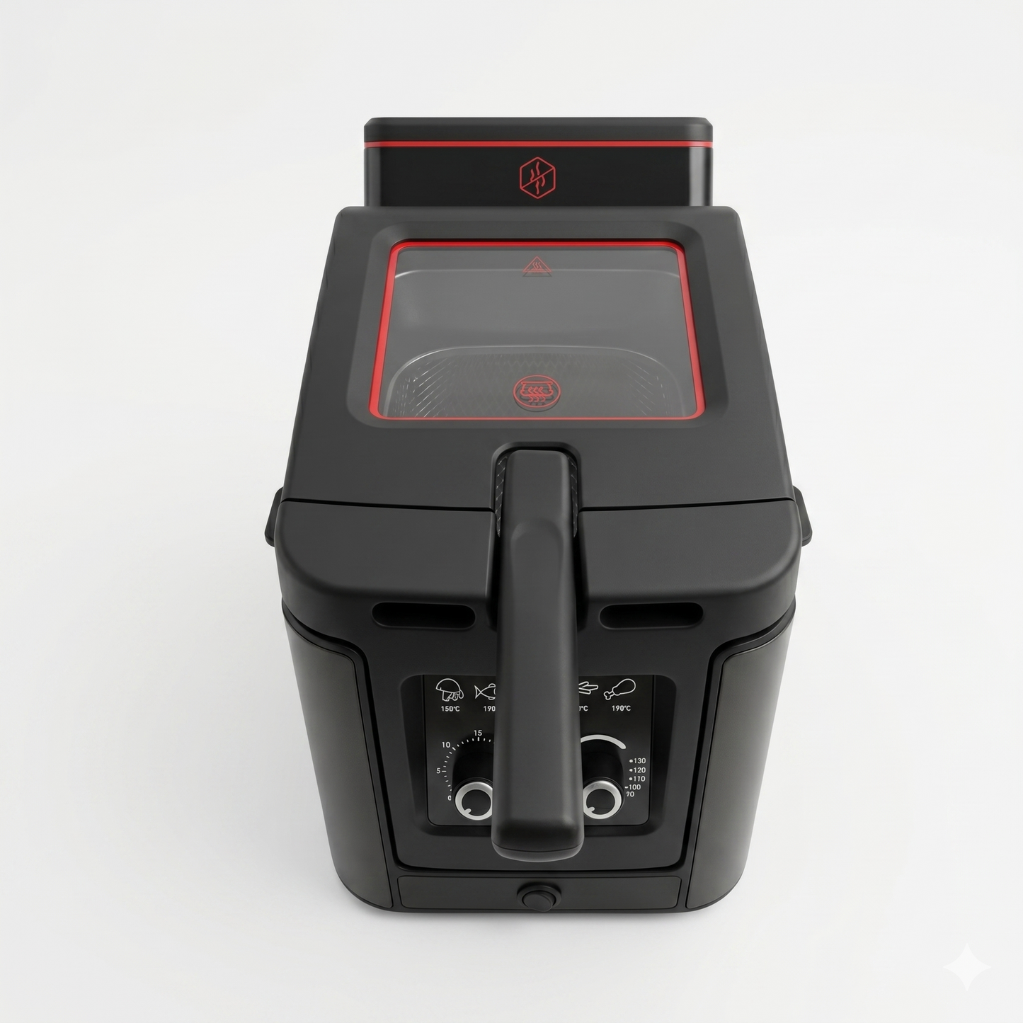 Friteuse Électrique Premium – Design Noir Mat, Double Molette et Hublot XXL