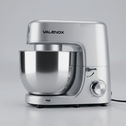 Robot Pétrisseur Pâtissier Valenox – Robot de Cuisine Multifonction Gris Silver Pro