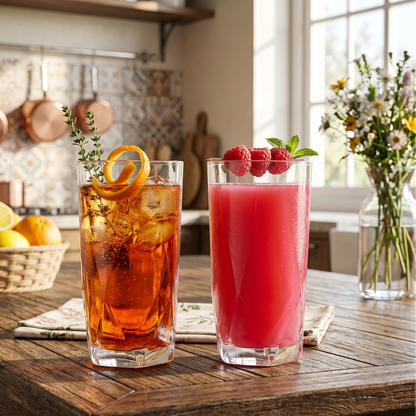 Set de 6 Verres Long Drink "Topázio" par Nadir – Design Géométrique & Cristallin | 300ml