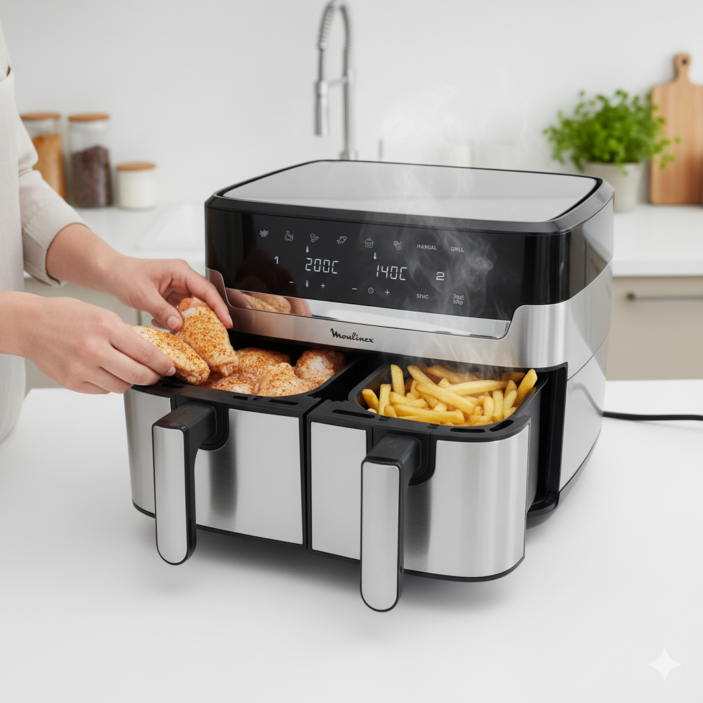 Dual Easy Fry & Grill Moulinex – Friteuse Double Tiroir Intelligente