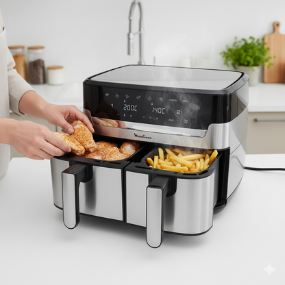 Dual Easy Fry & Grill Moulinex – Friteuse Double Tiroir Intelligente
