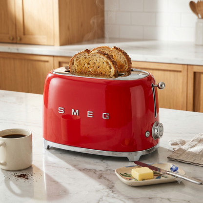Grille-Pain 2 Tranches SMEG - Style Rétro Années 50 Rouge Iconique