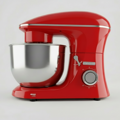 Robot Pâtissier Sur Socle Maxwell – Robot de Cuisine Multifonction Rouge Vintage