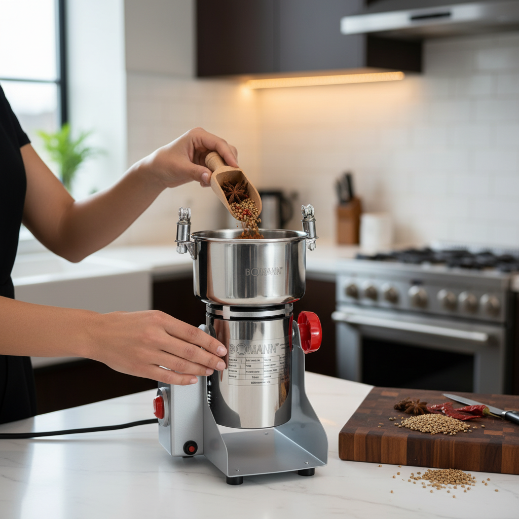 Moulin à Épices et Grains Professionnel Bomann – Broyeur Ultra-Puissant en Acier Inoxydable