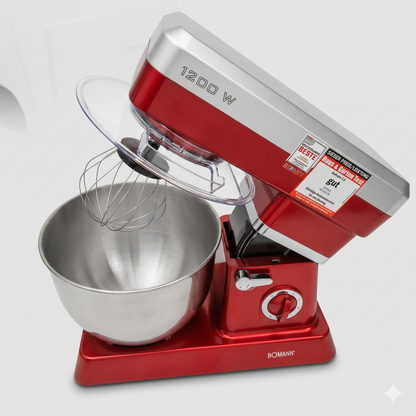 Robot Pâtissier Bomann 1200W Rouge - Robot de Cuisine Multifonction Haute Performance