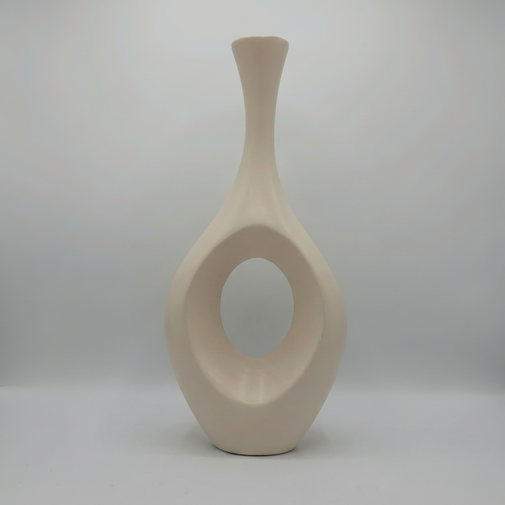 Vase Design Abstrait "Ovale Évidé" – Céramique Scandinave Minimaliste