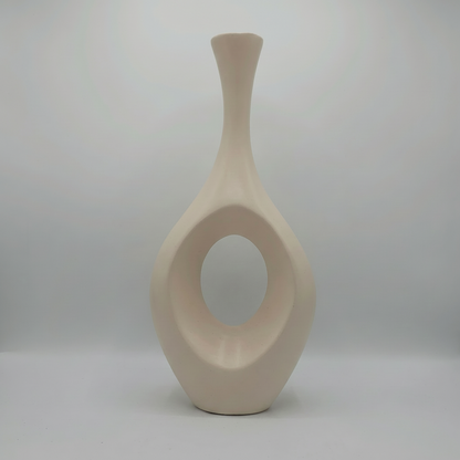 Vase Design Abstrait "Ovale Évidé" – Céramique Scandinave Minimaliste