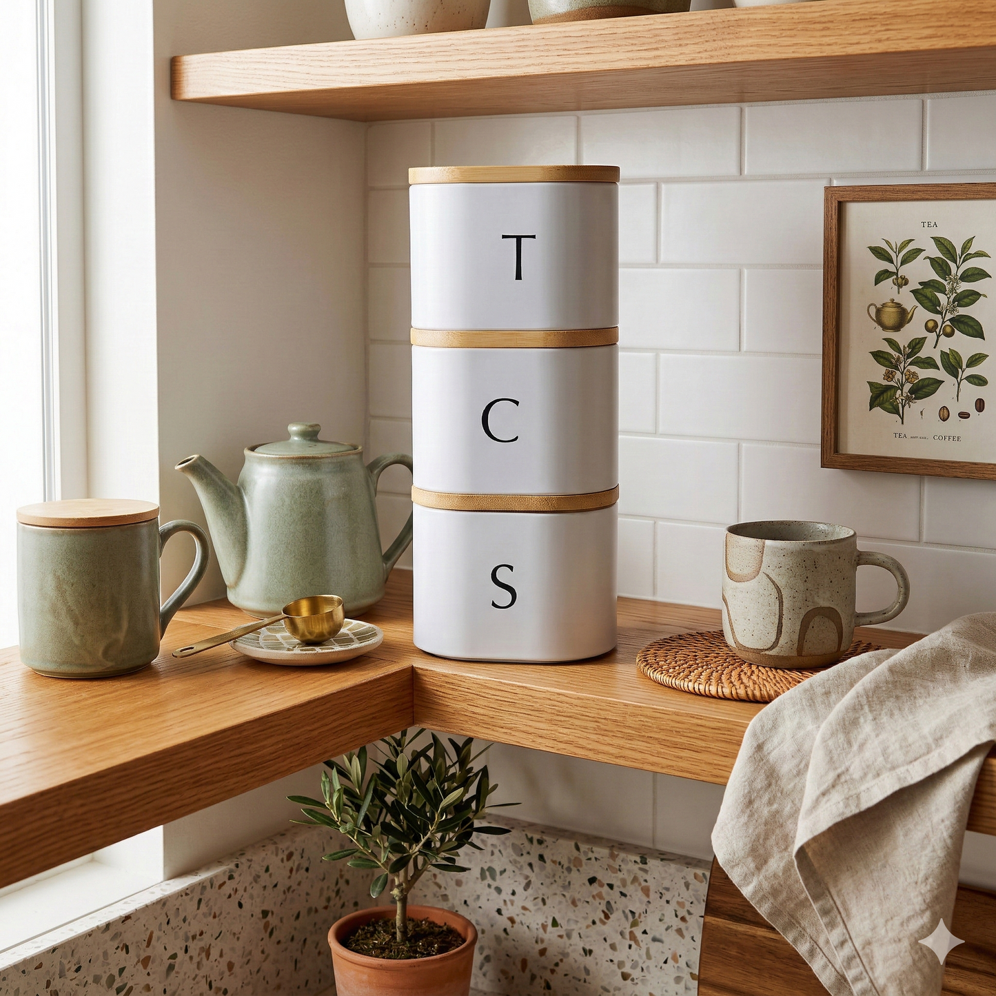 Ensemble de boîtes de rangement "TCS" (Thé, Café, Sucre)