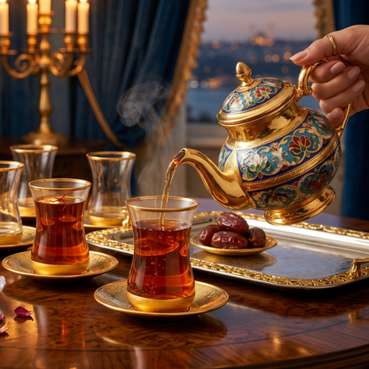 Service à Thé Turc Élégant Or – Coffret de 6 Verres et Sous-tasses byart
