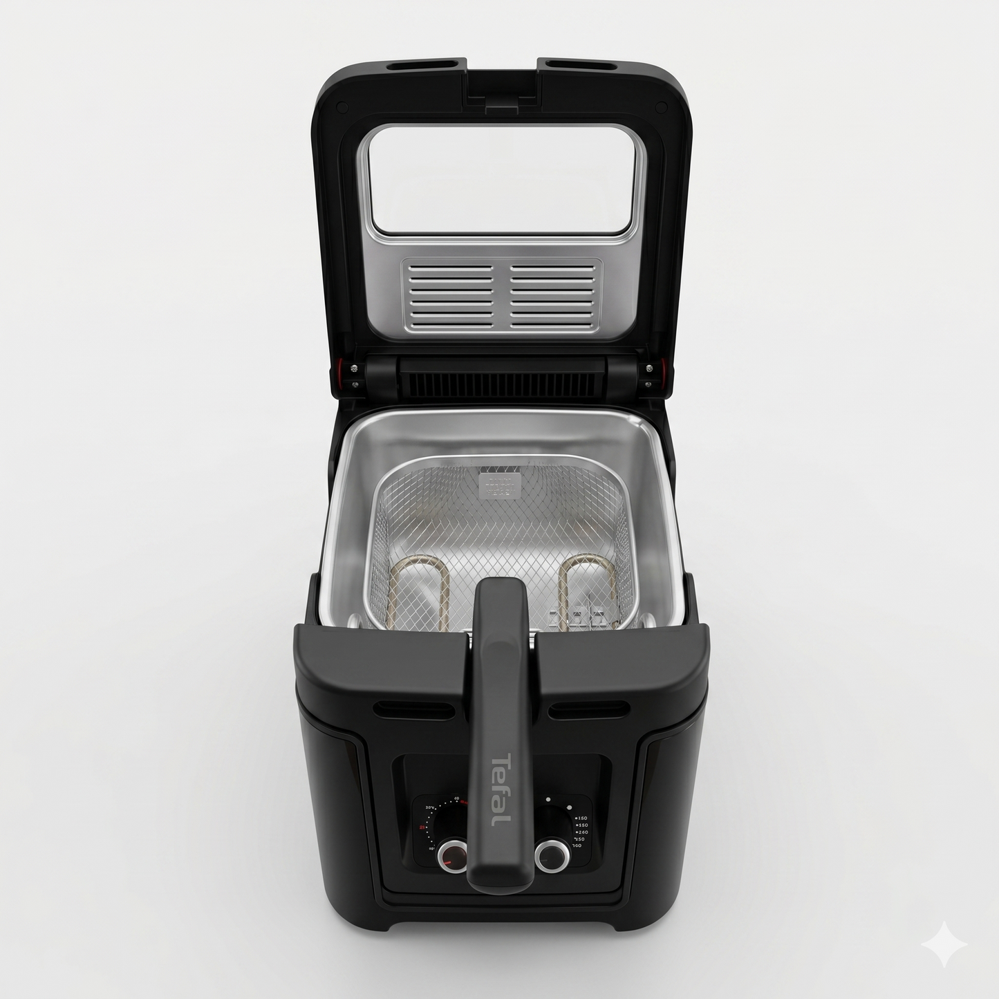 Friteuse Électrique Premium – Design Noir Mat, Double Molette et Hublot XXL