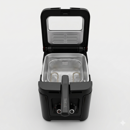 Friteuse Électrique Premium – Design Noir Mat, Double Molette et Hublot XXL