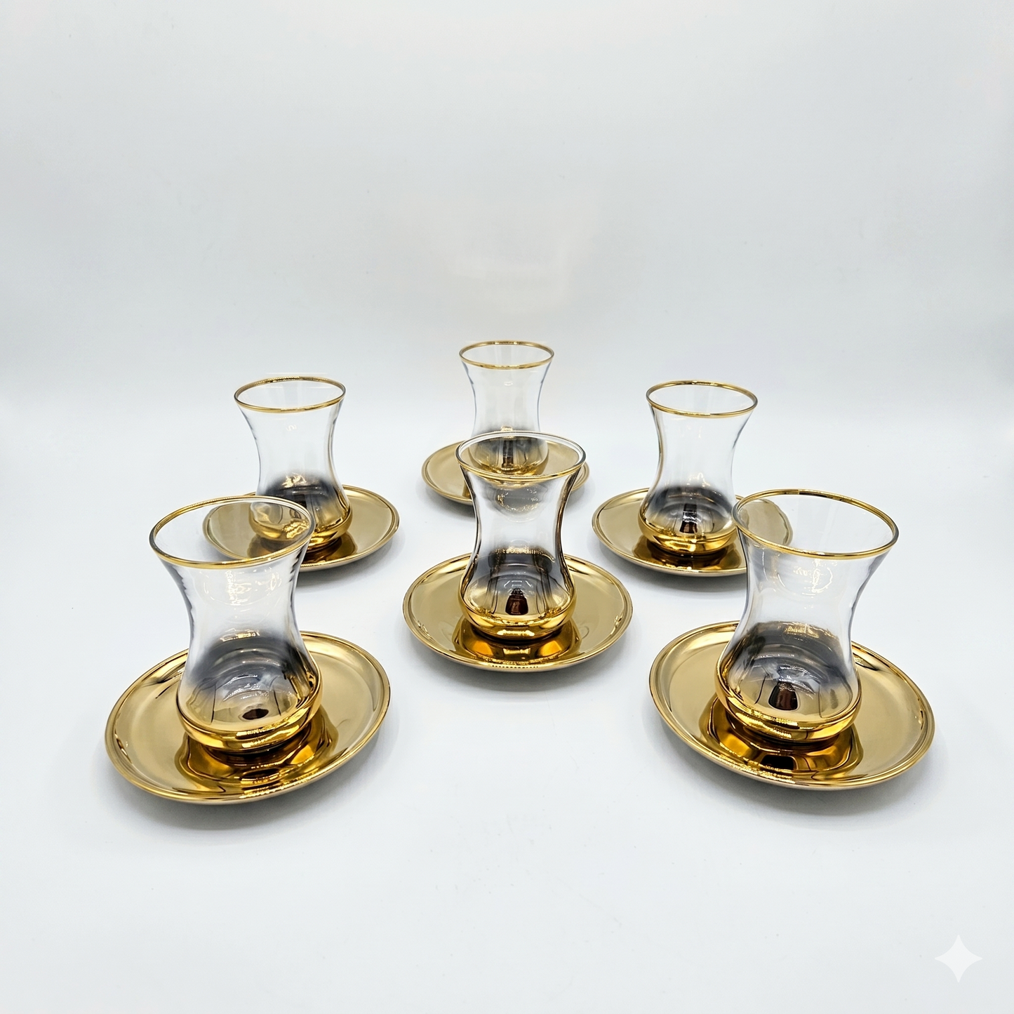 Service à Thé Turc Élégant Or – Coffret de 6 Verres et Sous-tasses byart