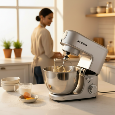 Robot Pétrisseur Pâtissier Valenox – Robot de Cuisine Multifonction Gris Silver Pro