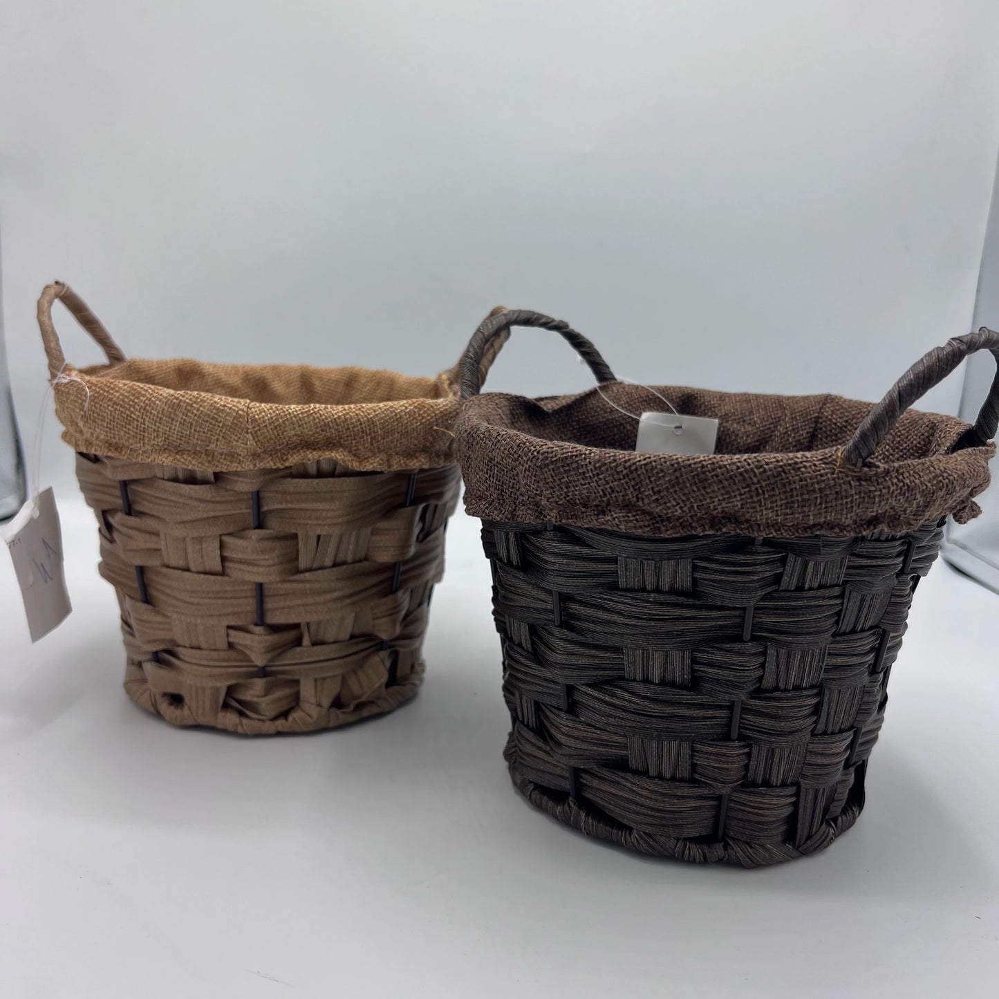 Set Duo de Corbeilles en Fibre Tressée et Toile de Jute - Rangement Authentique