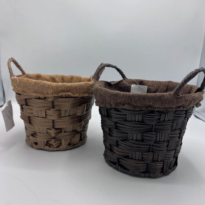 Set Duo de Corbeilles en Fibre Tressée et Toile de Jute - Rangement Authentique