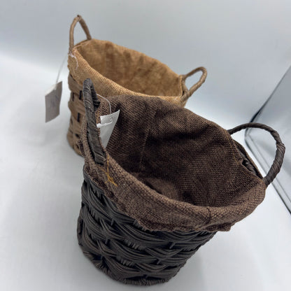 Set Duo de Corbeilles en Fibre Tressée et Toile de Jute - Rangement Authentique