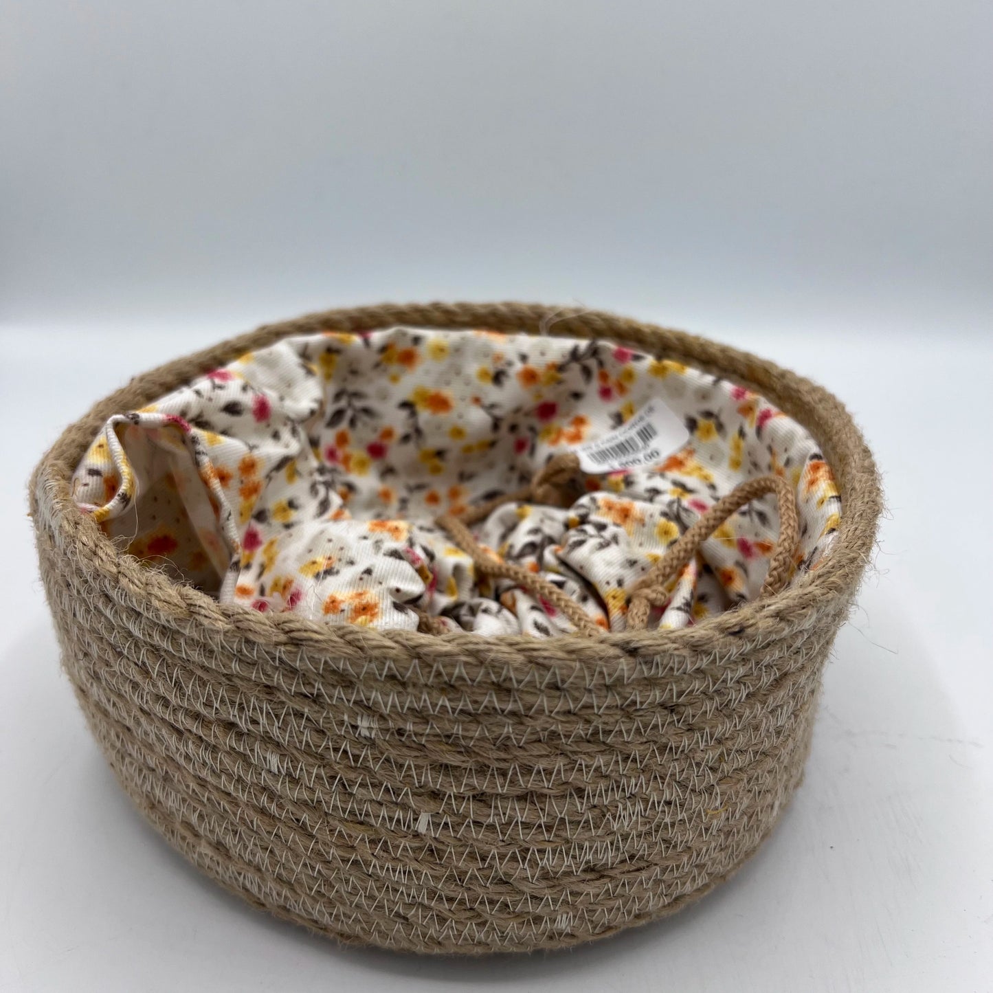 Corbeille à Pain Artisanale en Corde de Jute & Doublure Tissu