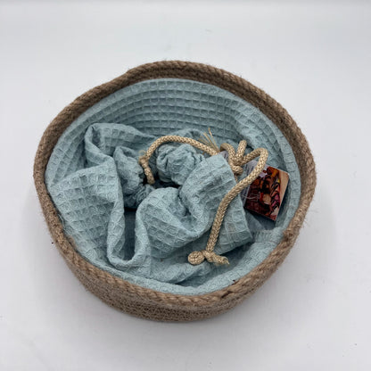 Corbeille à Pain Artisanale en Corde de Jute & Doublure Tissu