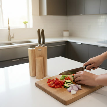 Set de Couteaux de Cuisine Premium 6 Pièces avec Bloc en Bois Design – Alpha Ménage