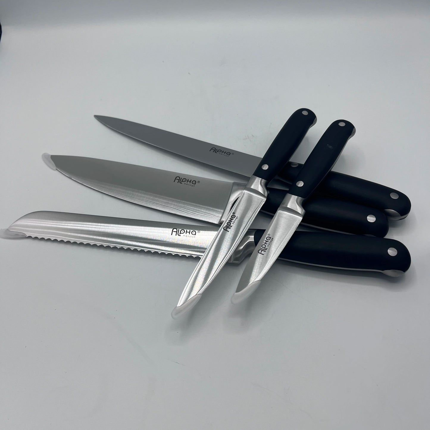 Set de Couteaux de Cuisine Premium 6 Pièces avec Bloc en Bois Design – Alpha Ménage