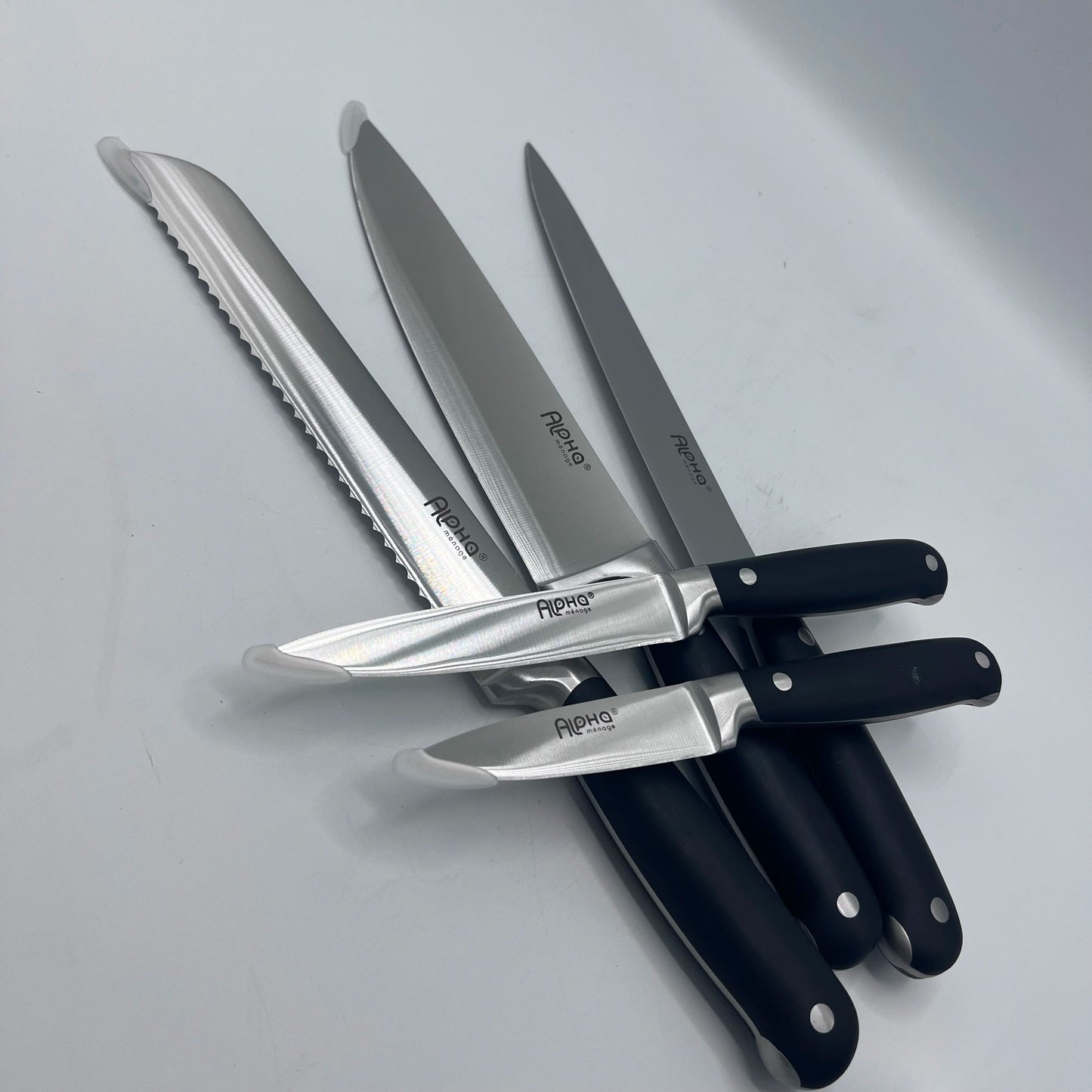 Set de Couteaux de Cuisine Premium 6 Pièces avec Bloc en Bois Design – Alpha Ménage
