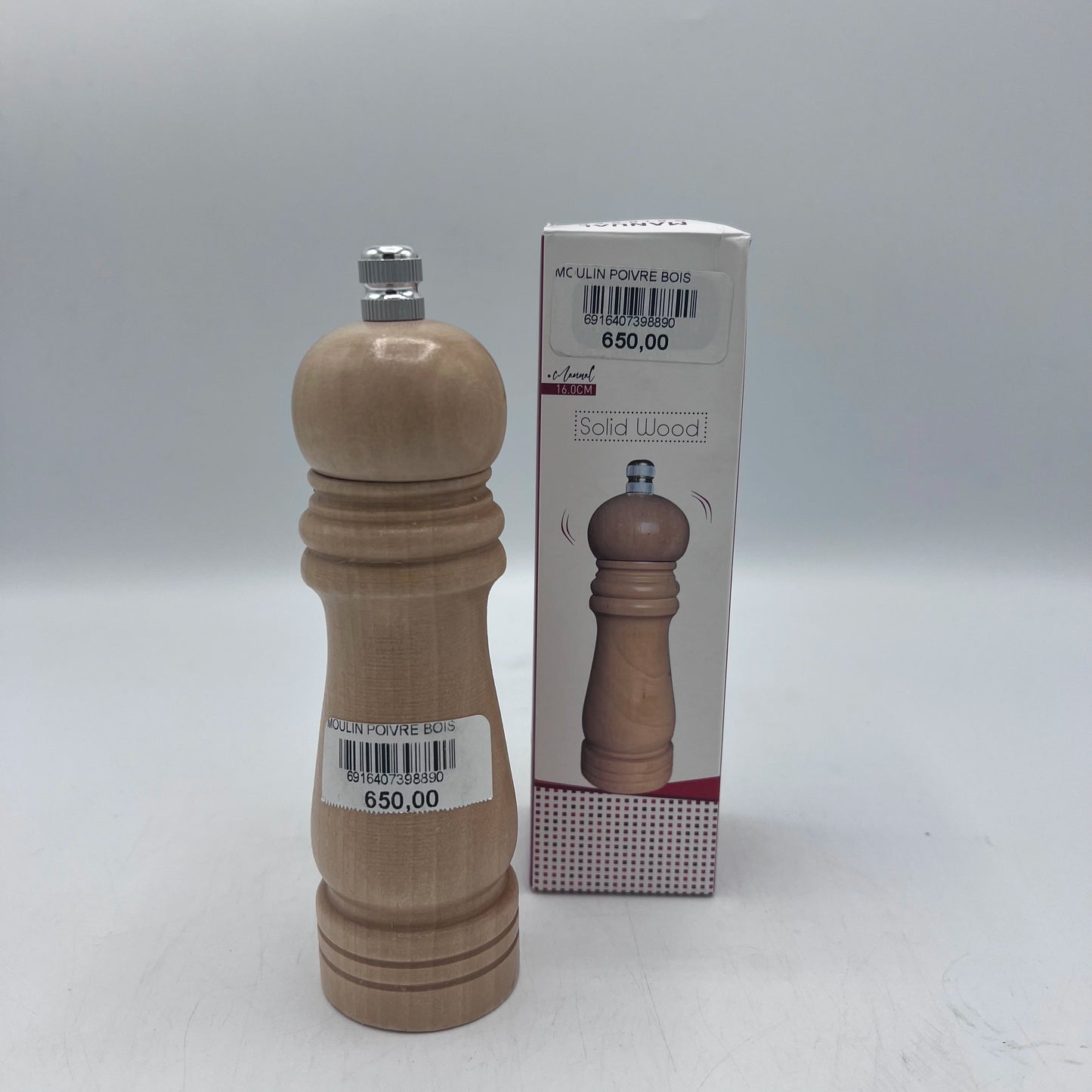 Moulin à Poivre Manuel en Bois Massif 16 cm – Design Classique & Élégant