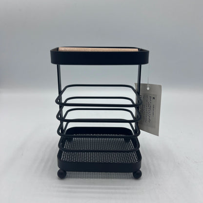 Organisateur Polyvalent en Métal Noir Mat et Bois – Rangement Design