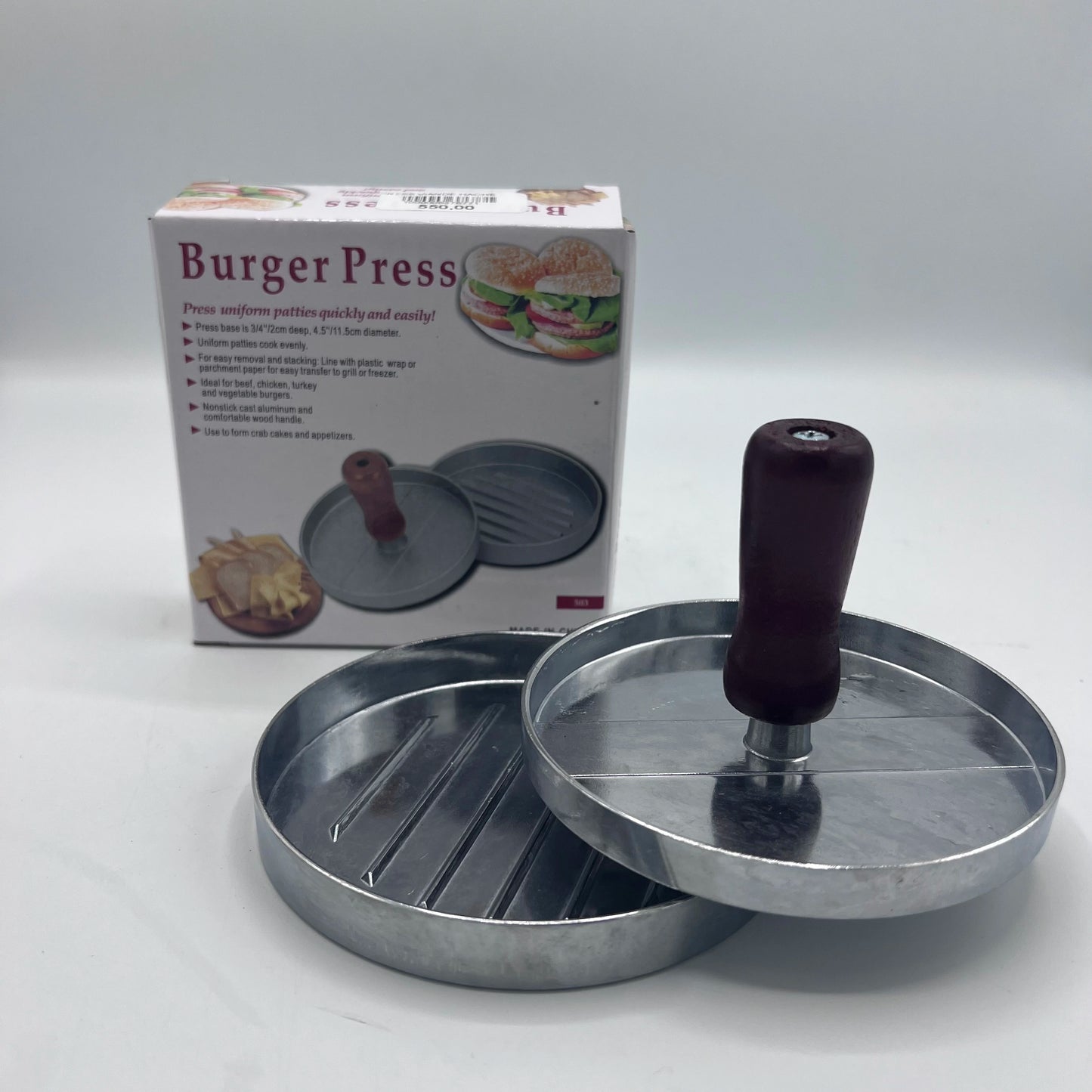 Presse à Burger Premium en Fonte d'Aluminium avec Manche en Bois