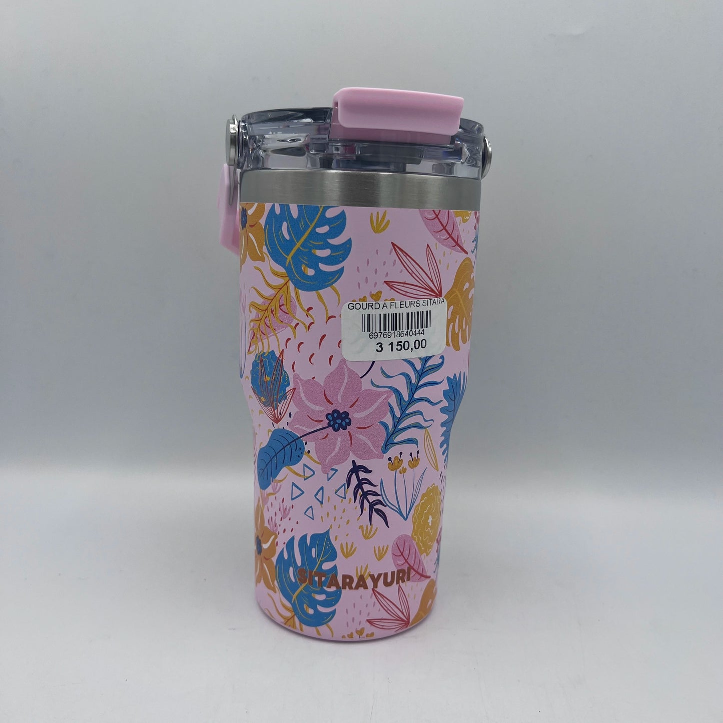 Tasse de Voyage Isotherme Premium – Motif Floral avec Anse Rétractable
