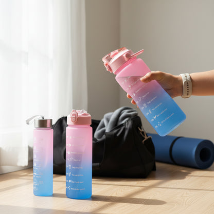 Trio de Gourdes Motivantes avec Marqueurs de Temps – Pack Hydratation Sport & Quotidien