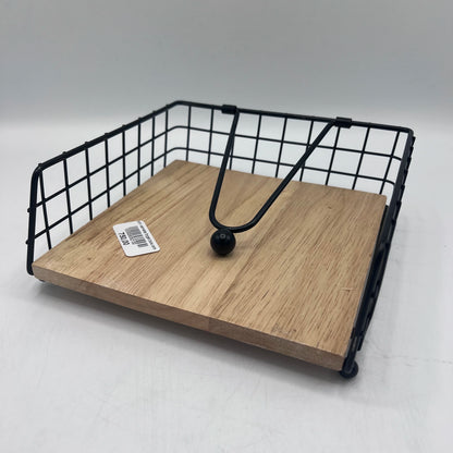 Porte-Serviettes Design Industriel en Bois et Métal Noir - Avec Bras de Maintien