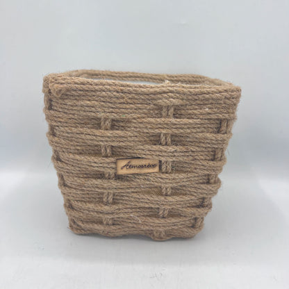 Mini Cache-Pot Carré en Jute Tressé Naturel – Élégance Bohème