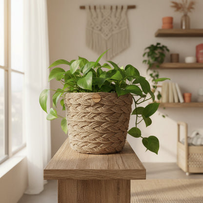 Mini Cache-Pot en Corde de Jute Tressée – Idéal Succulentes & Cactus