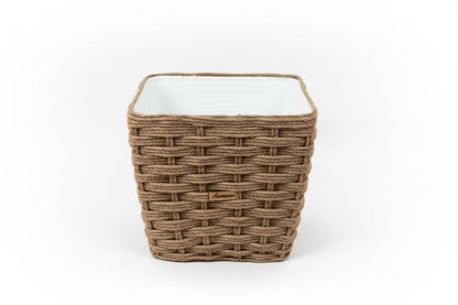 Cache-Pot Carré en Jute Tressé Naturel – Élégance Bohème