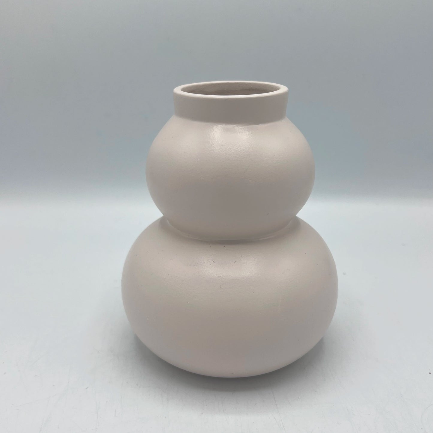 Vase Sculptural Double Bulle – Céramique Mate Nude