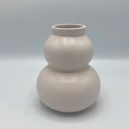 Vase Sculptural Double Bulle – Céramique Mate Nude