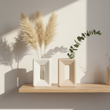 Vase Rectangulaire Ajouré Design – Céramique Minimaliste Striée